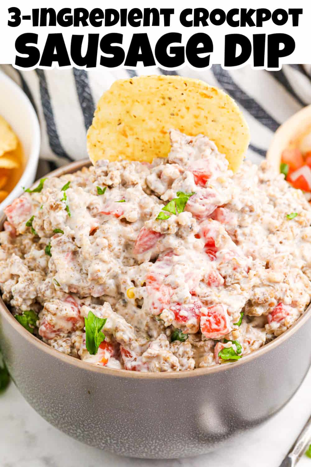 3-Ingredient Crockpot Sausage Dip Pin.
