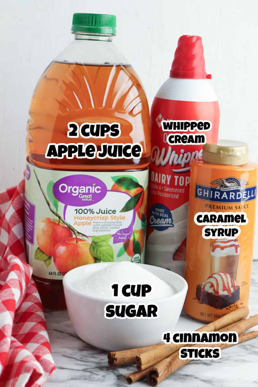 Ingredients for Caramel 
Apple Spice Drink.