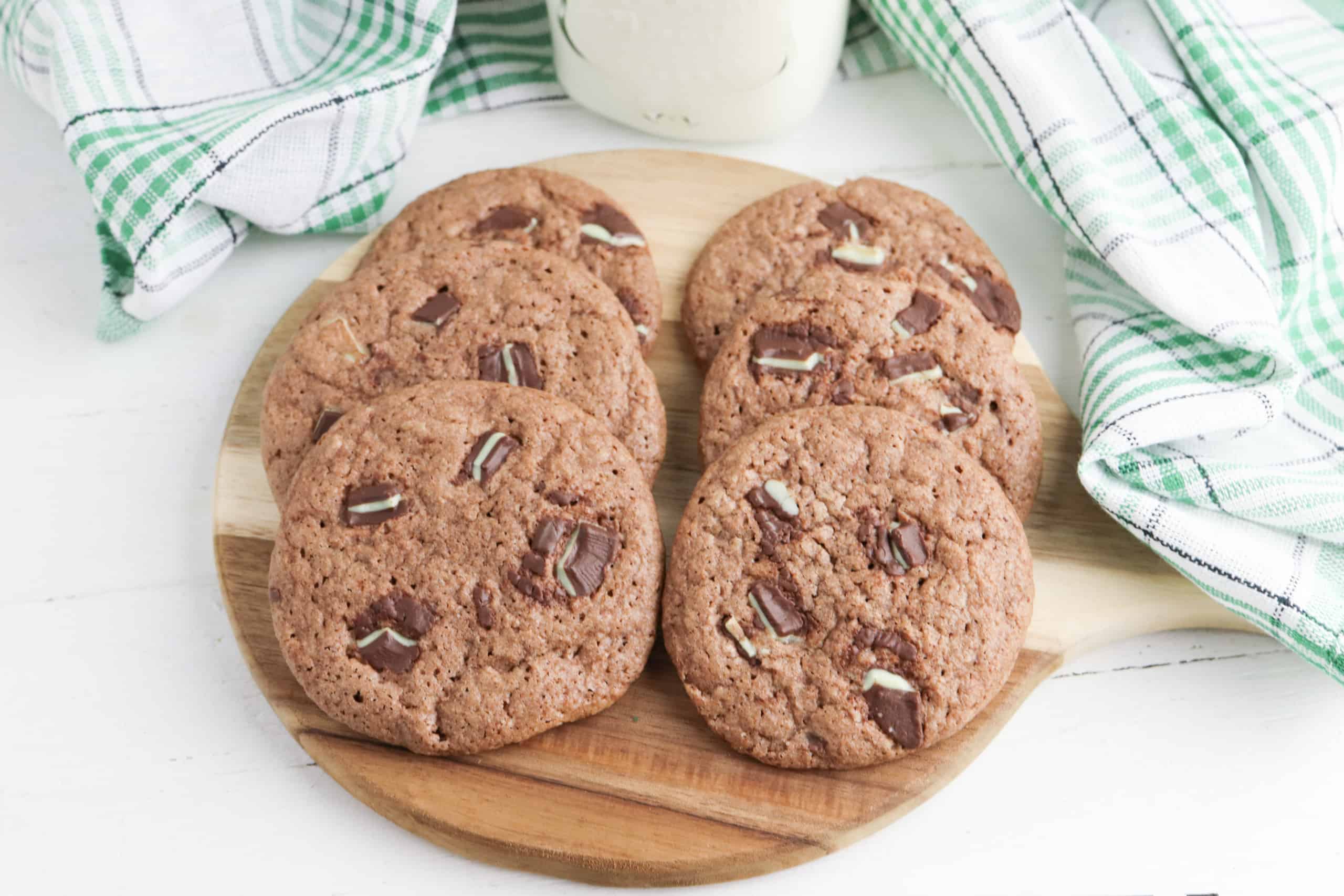 Overhead view of chocolate mint cookies