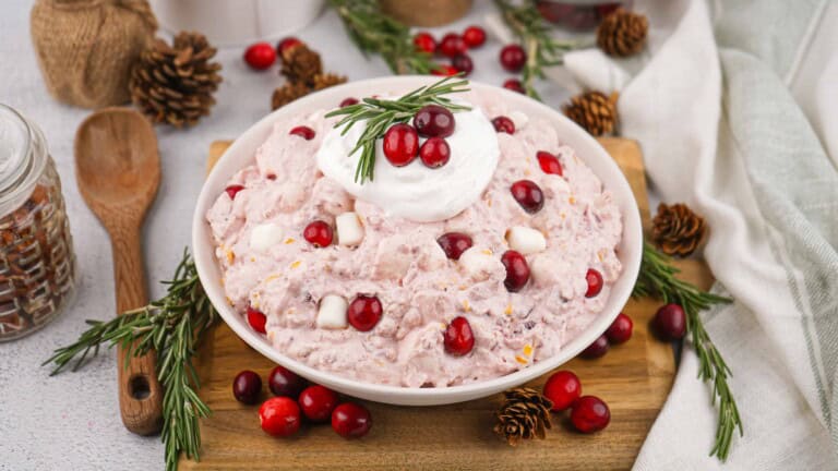 Dessert salad with cranberries.
