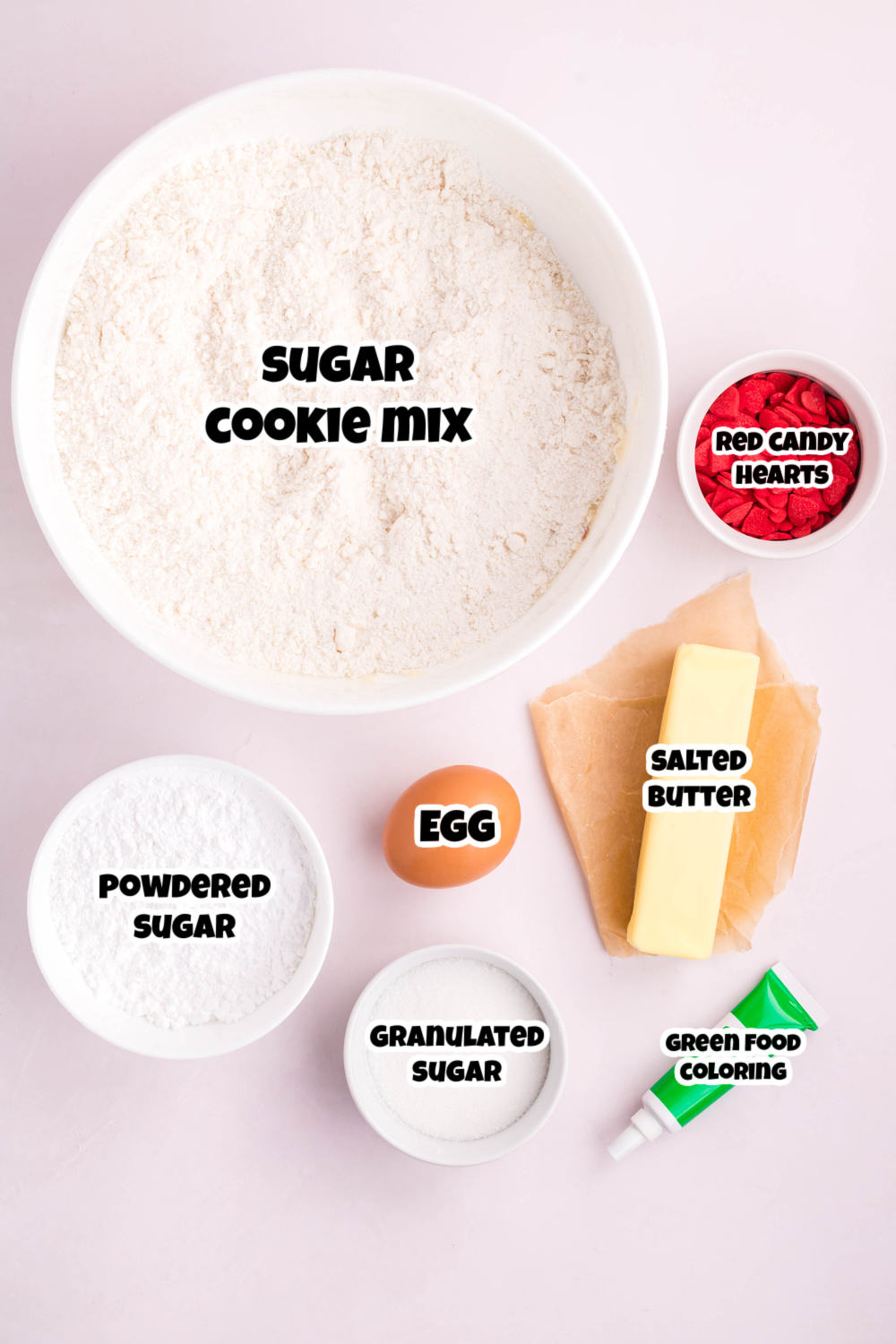 Ingredients for Grinch Sugar Cookies. 