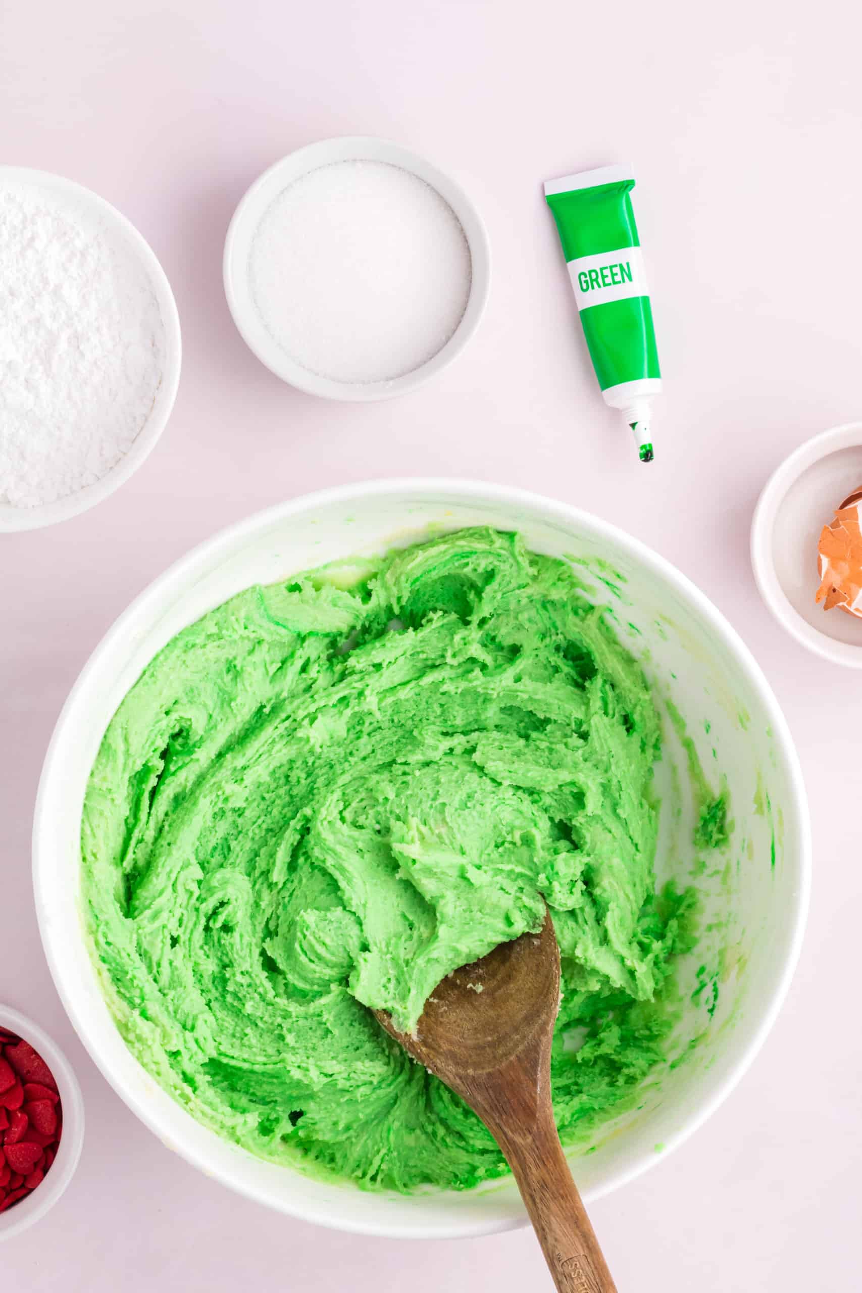 Overhead view of Grinch Cookie Dough.