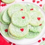 Plate of Grinch Cookies.
