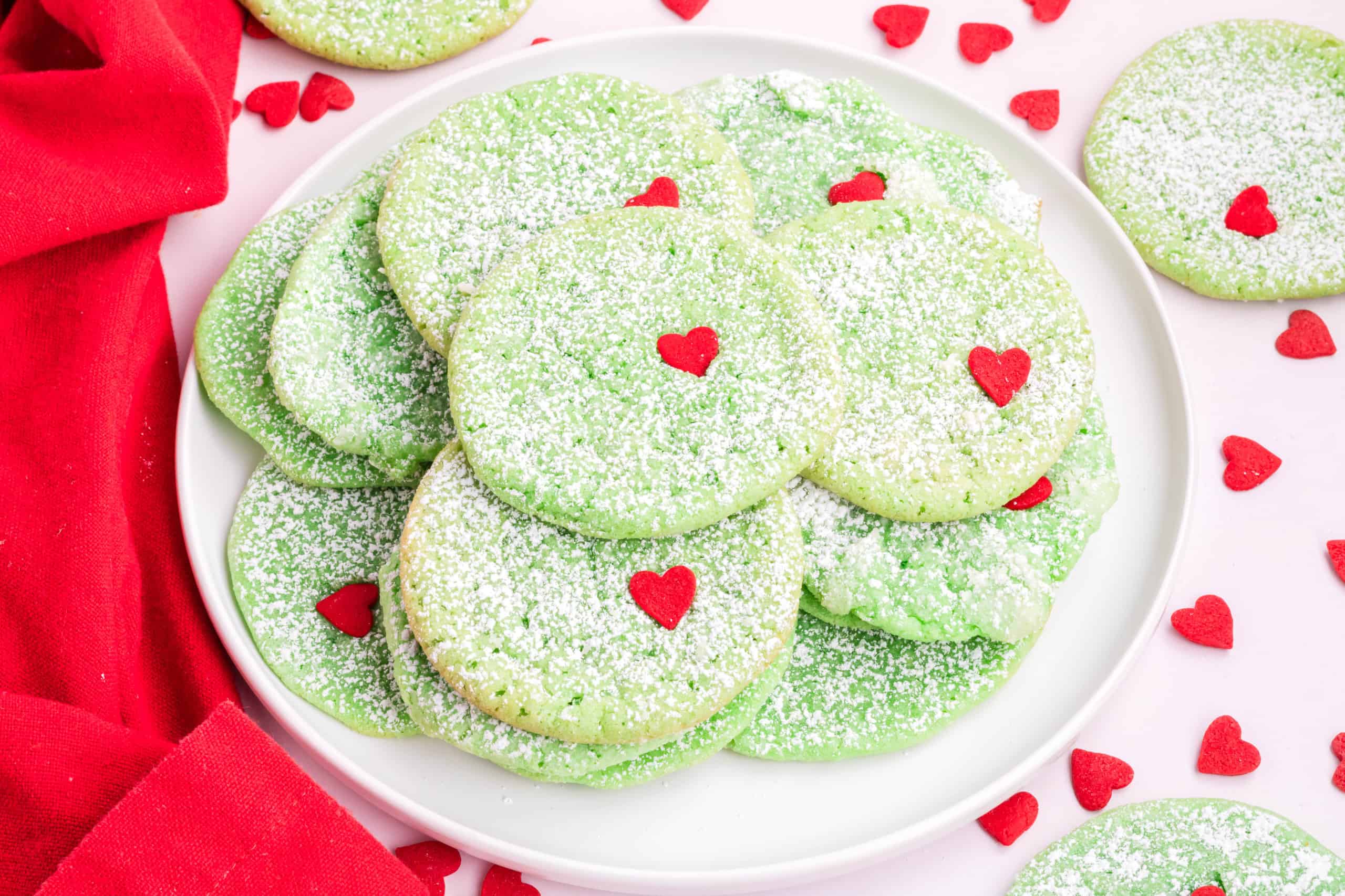 Plate of Grinch Cookies.