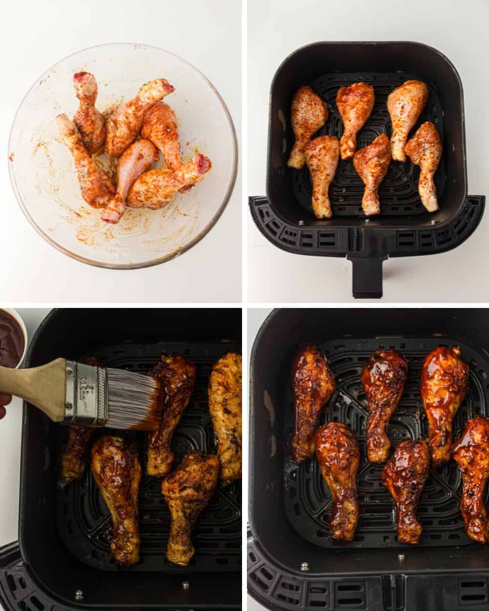 Air Fryer BBQ Chicken Legs Steps.