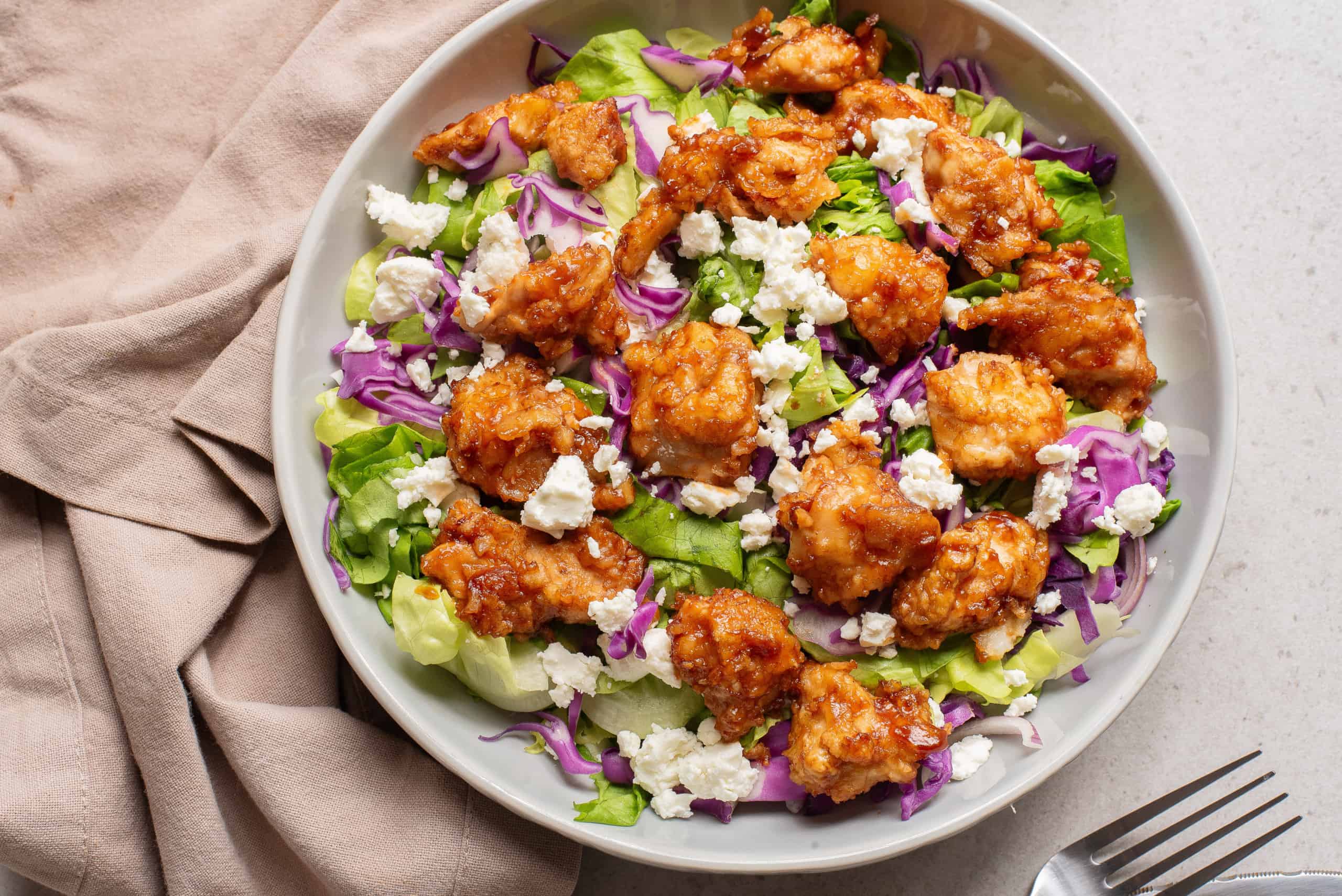 Overhead view BBQ Chicken Salad.