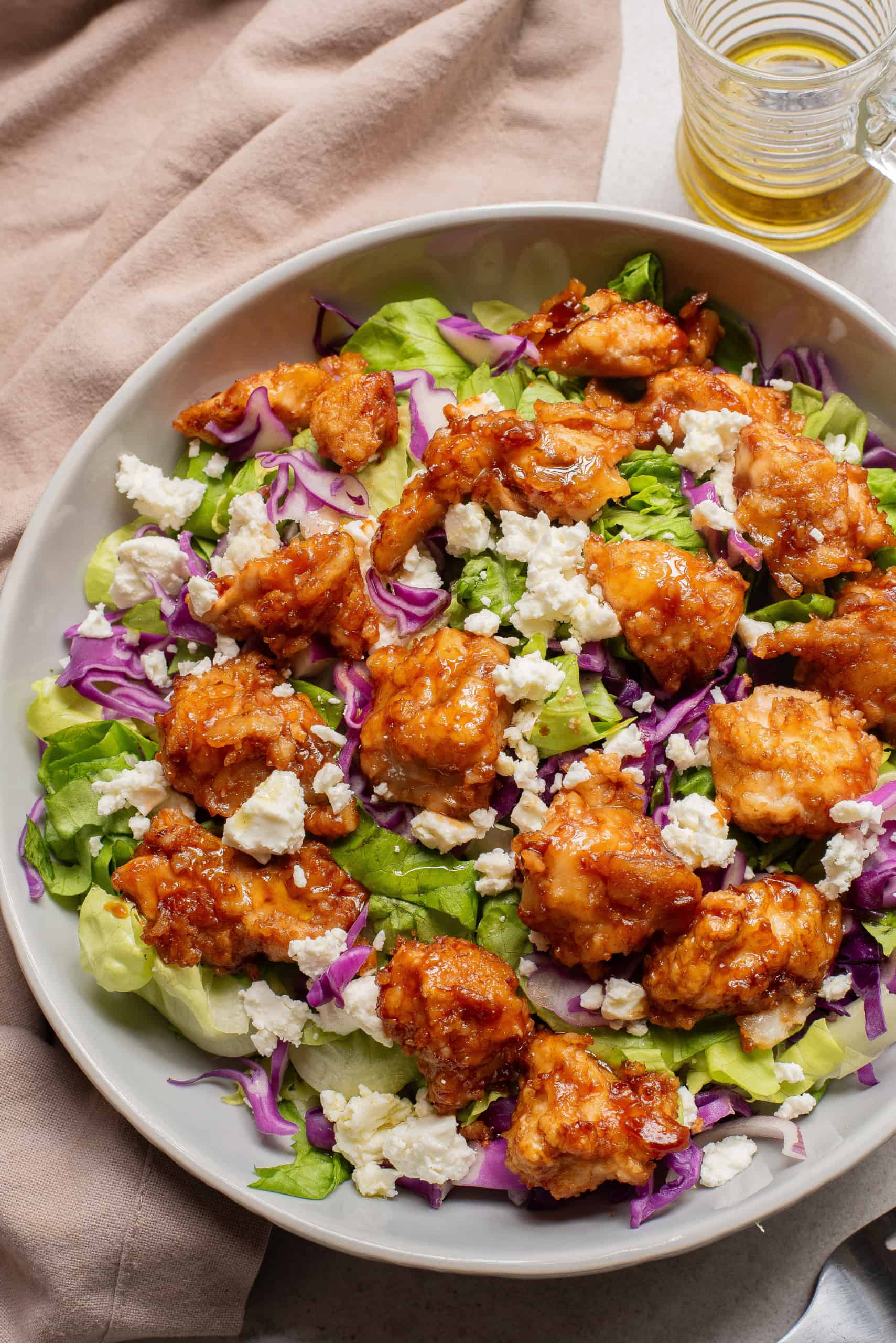Overhead view of Crispy BBQ Chicken Salad.