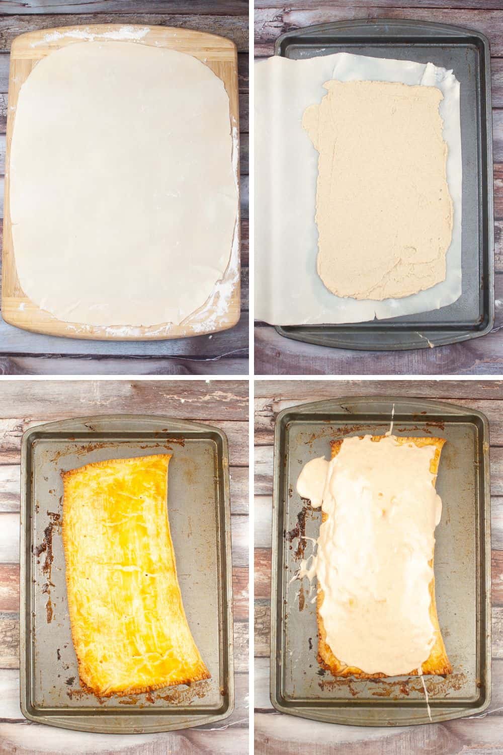 Overhead view of steps to make homemade pop tarts.