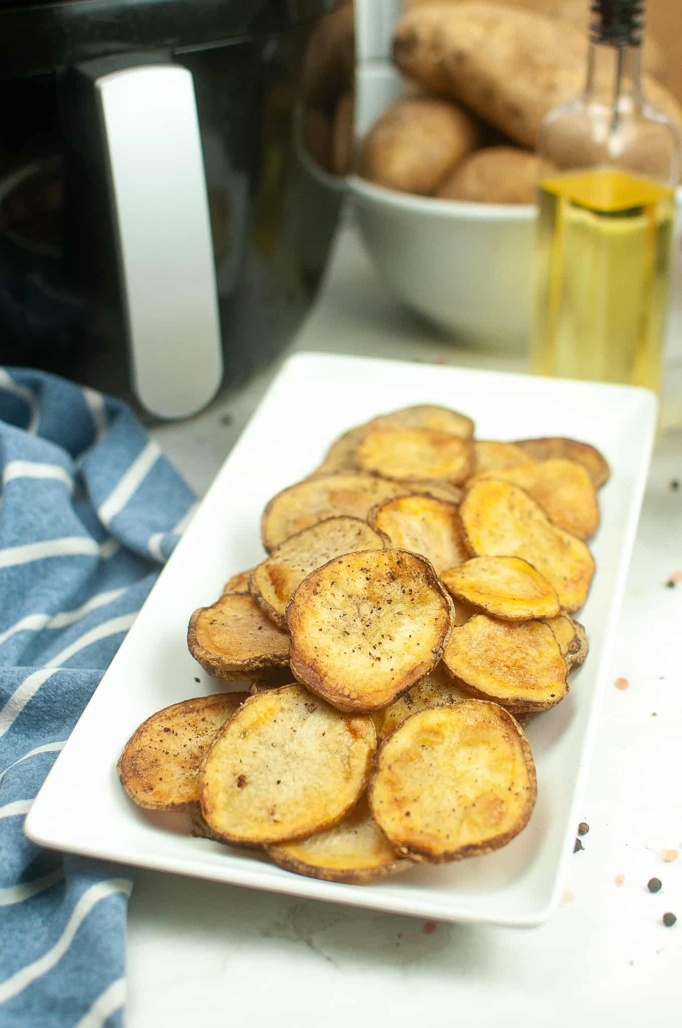 Air Fryer Potato Chips Recipe with Cracked Pepper Marathons & Motivation