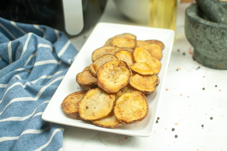 Air Fryer Potato Chips Recipe with Cracked Pepper