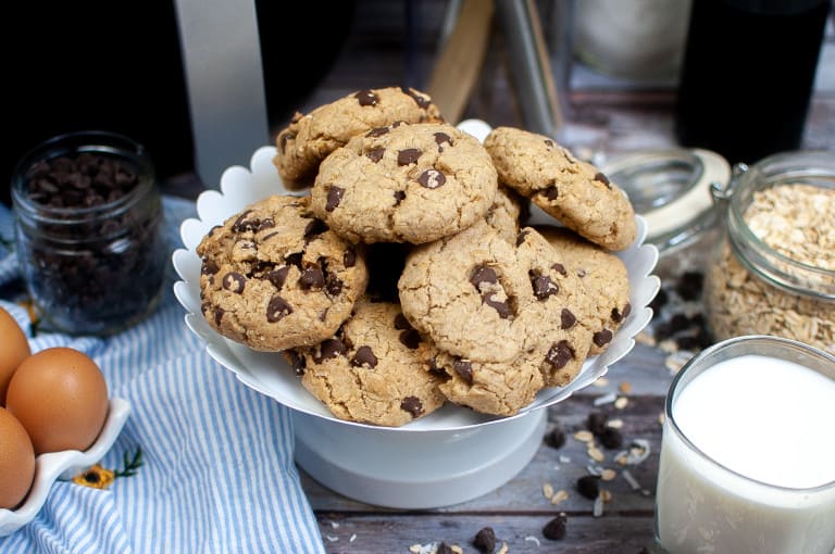 Air Fryer Oatmeal Cookies with Chocolate Chips.