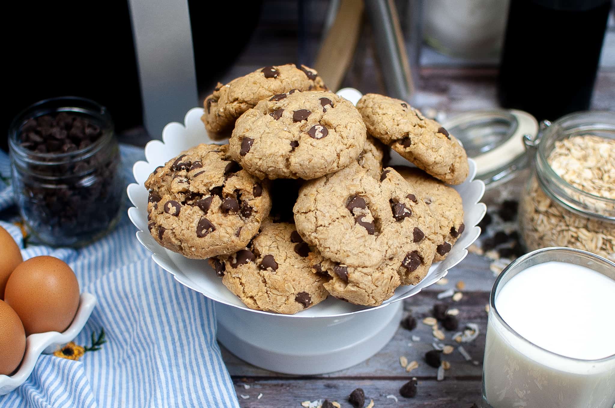Air Fryer Oatmeal Cookies with Chocolate Chips.