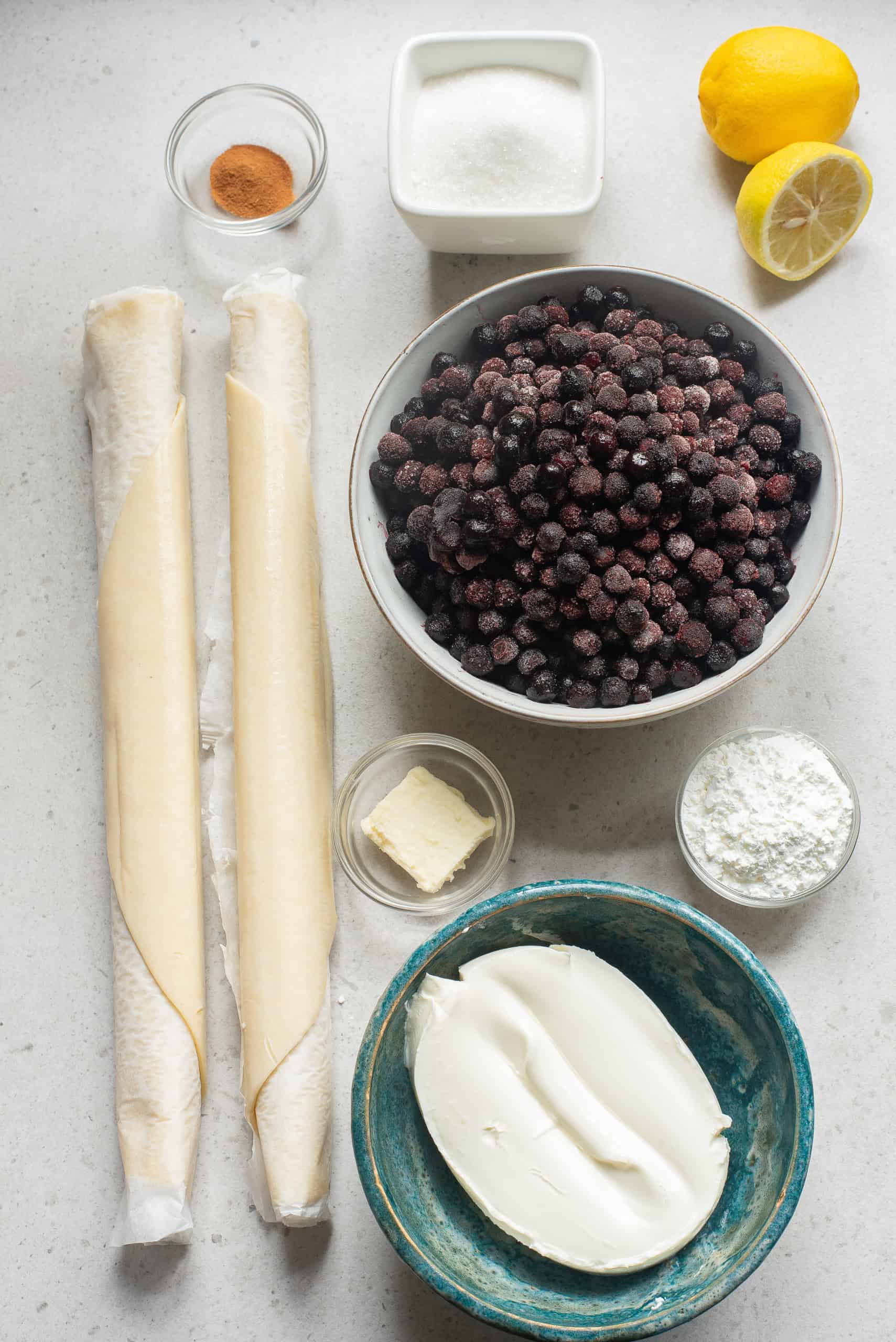 Blueberry Cream Cheese Pie Ingredients.