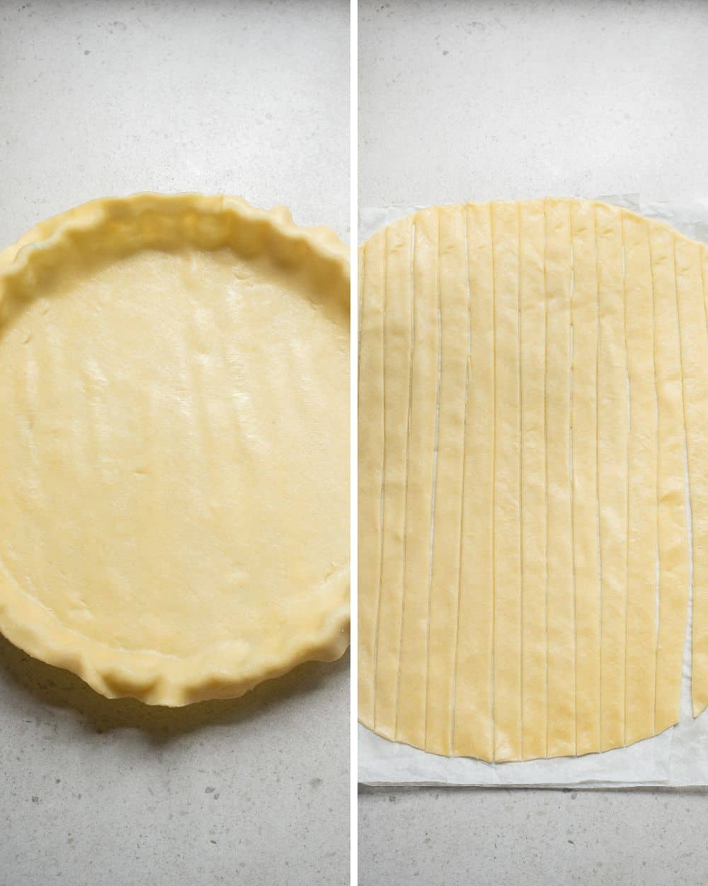 Overhead view of rolled out pie crust.