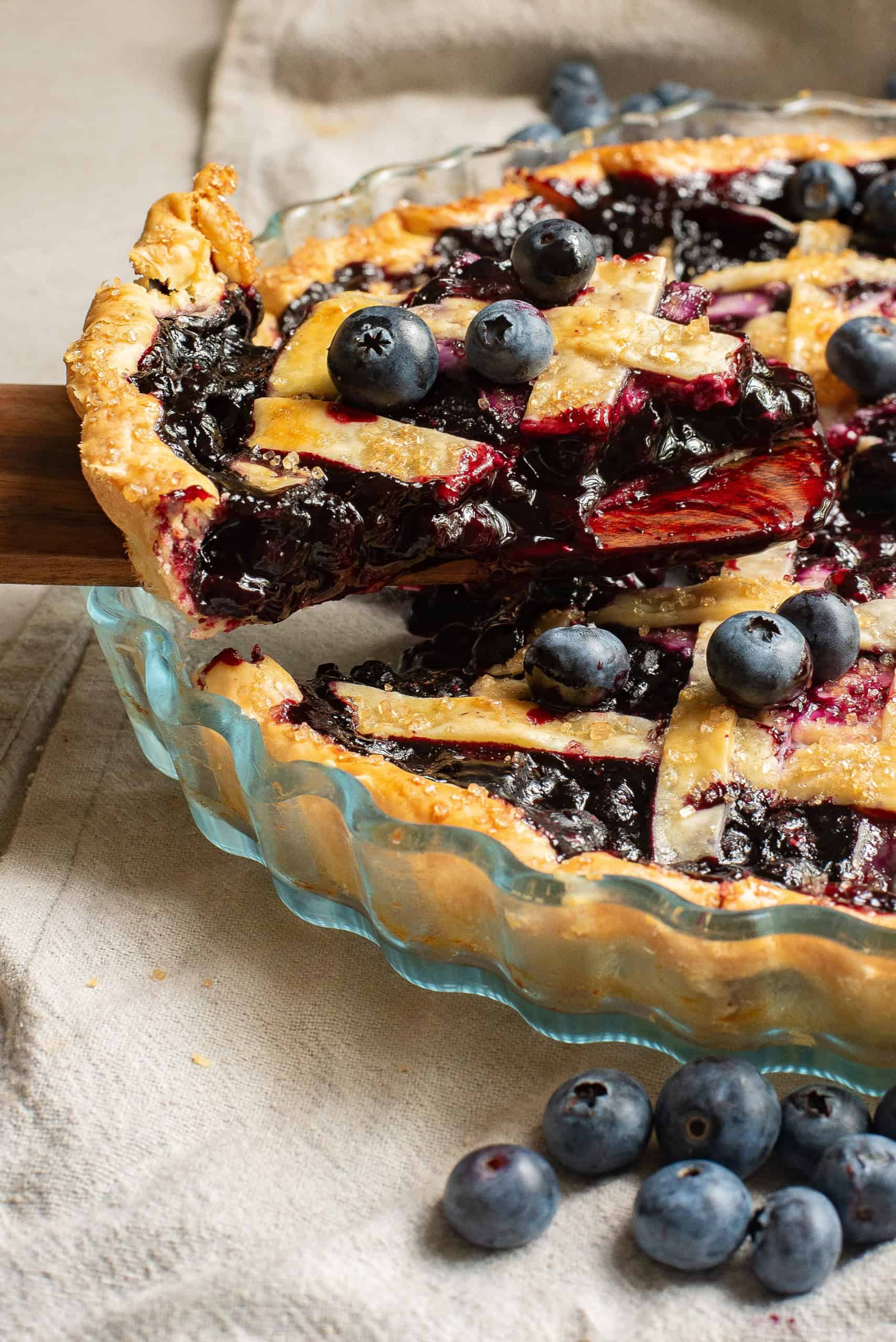 Blueberry with piece cut out.