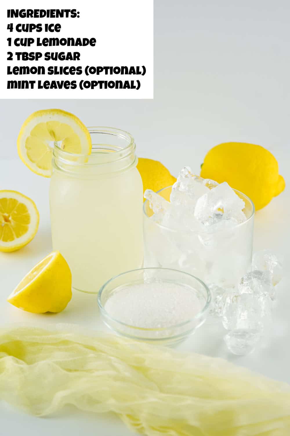 Lemonade Slushie Ingredients.