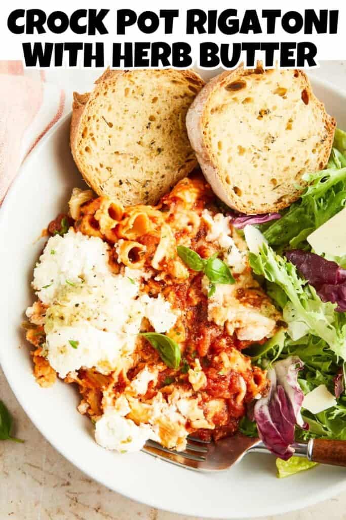 Crock Pot Rigatoni with Herb Butter.