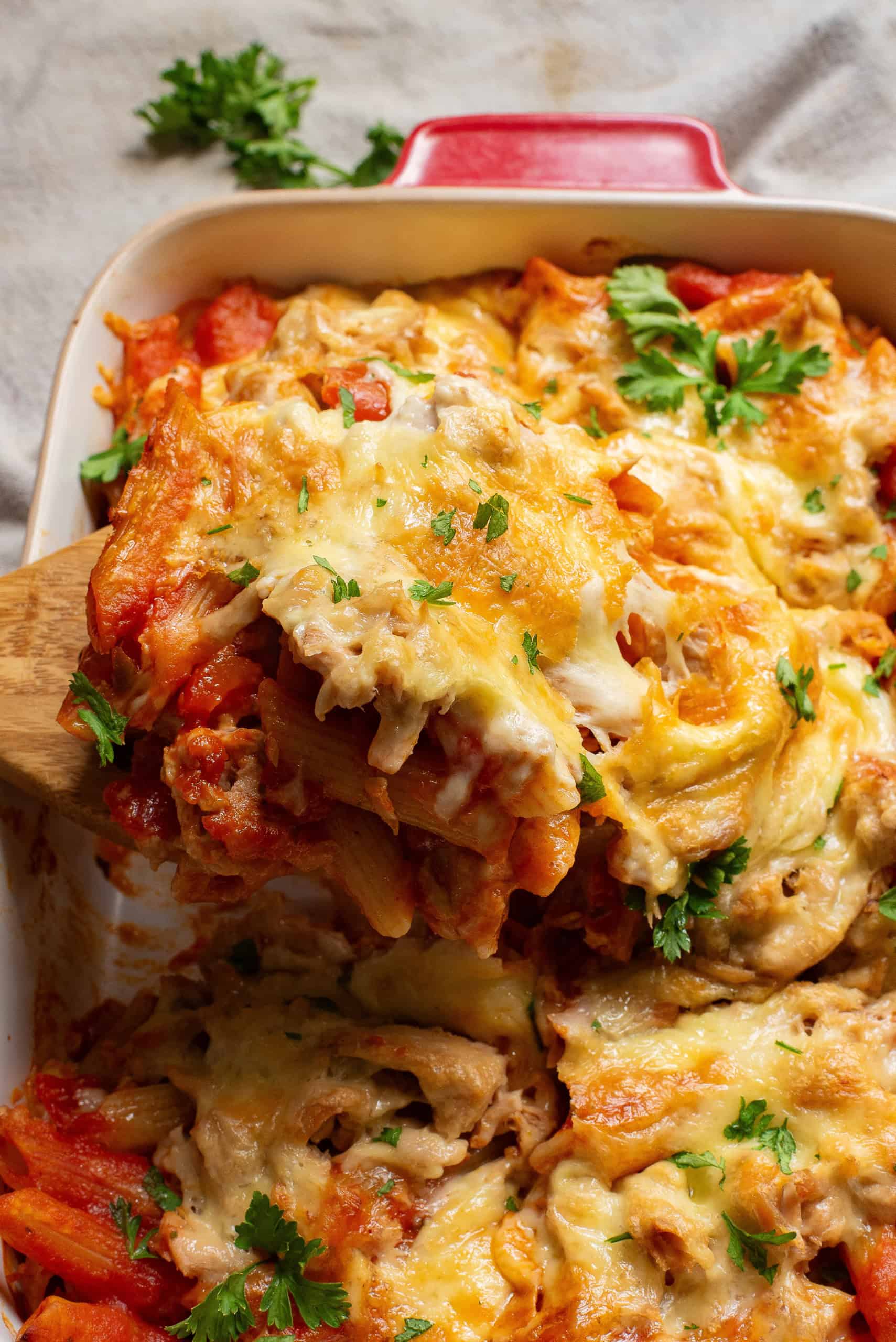 Serving Pasta Tuna Bake.