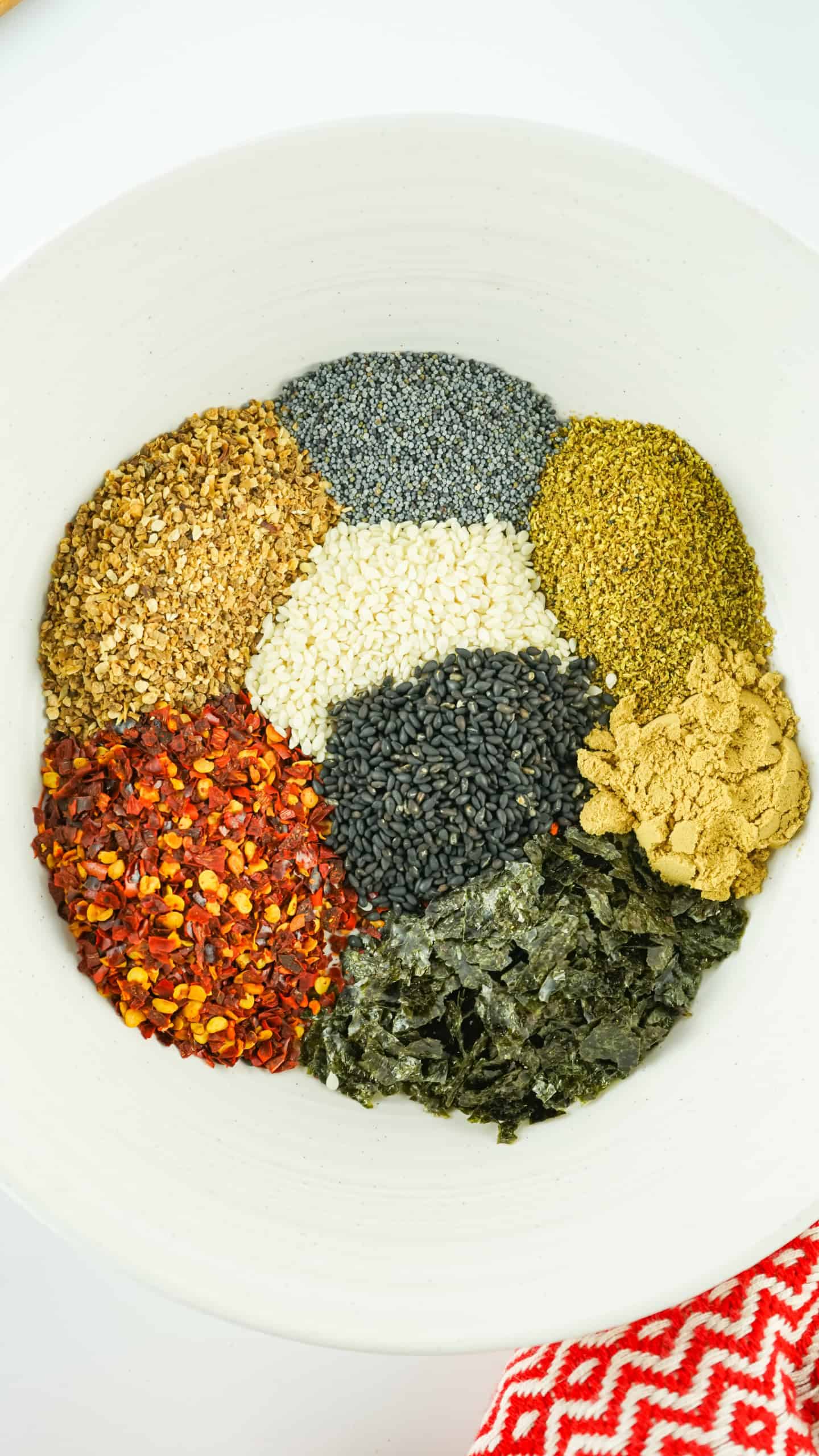 Overhead view of Shichimi Togarashi Spices.