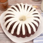 Red Velvet Nothing-Bundt-Cake on a white plate.