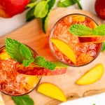 Overhead view of Peach Iced Tea.