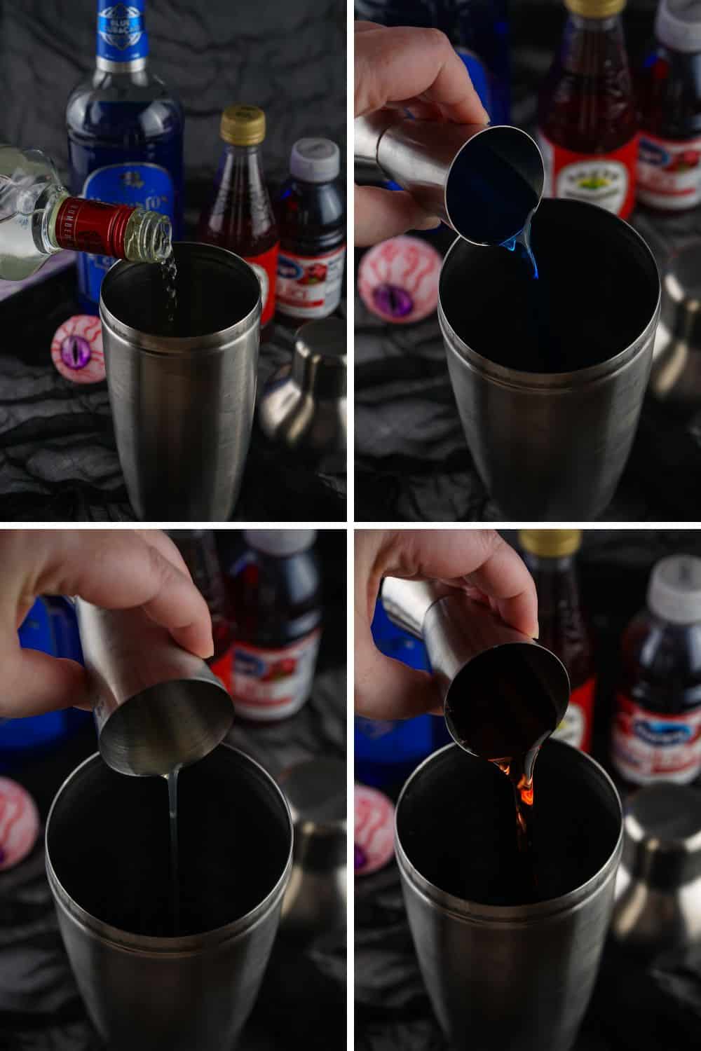 Steps for making a Purple People Eater Cocktail.