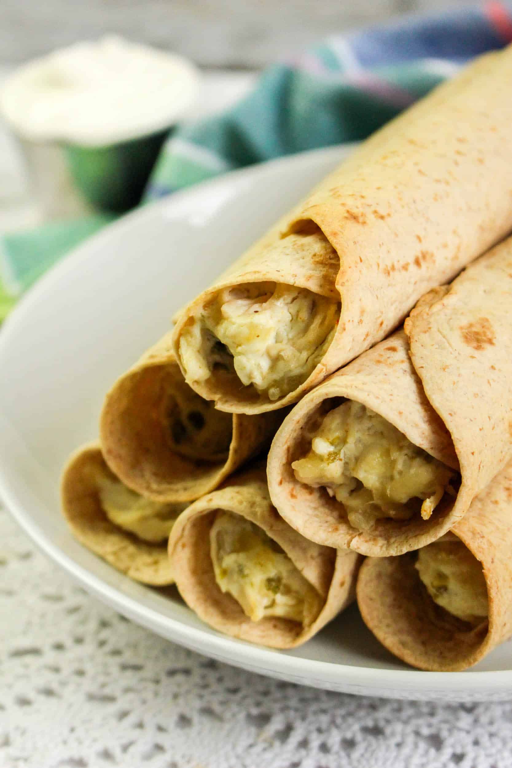 Closeup of Chicken Taquitos.