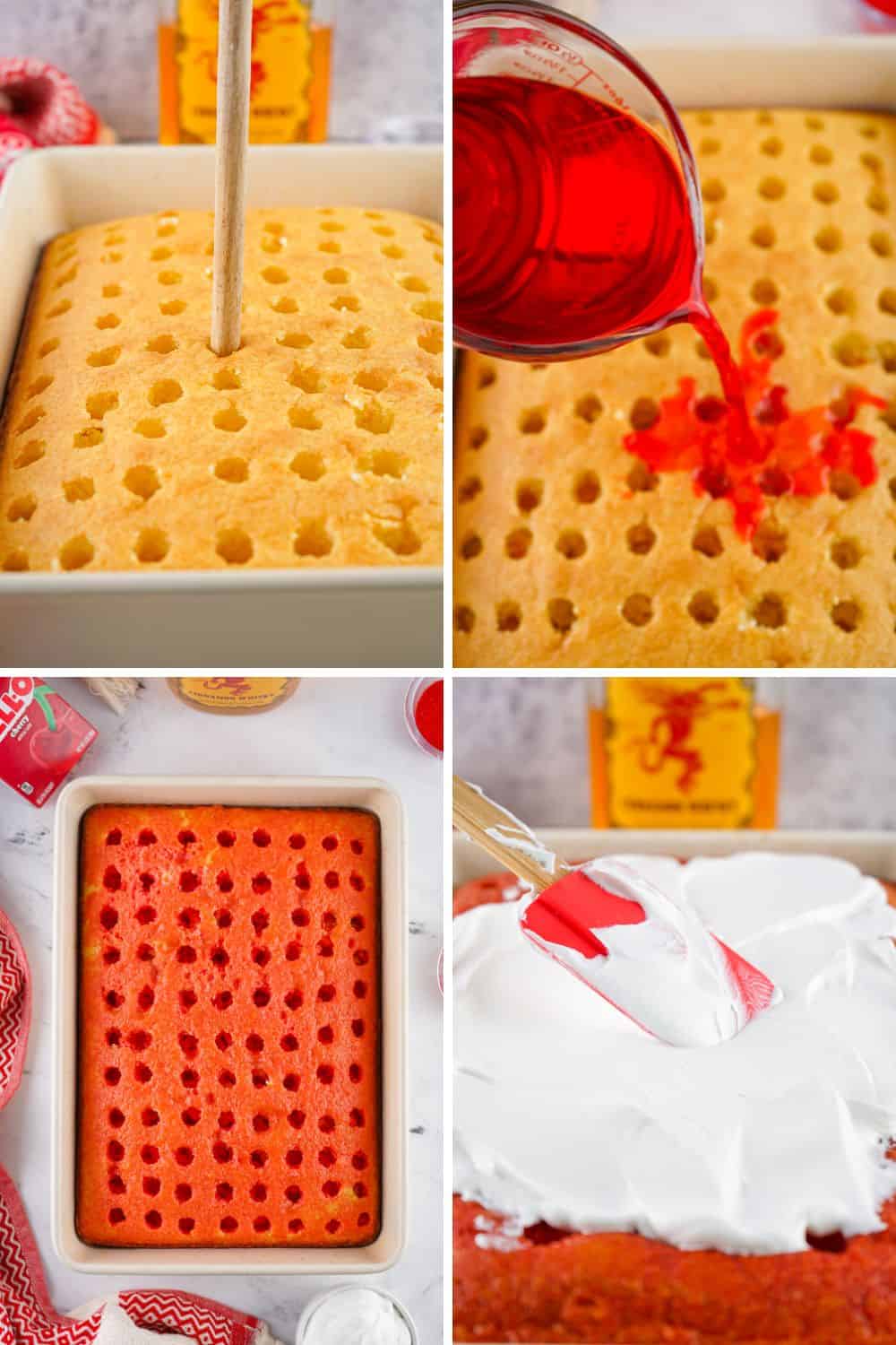 Steps to make poke cake.