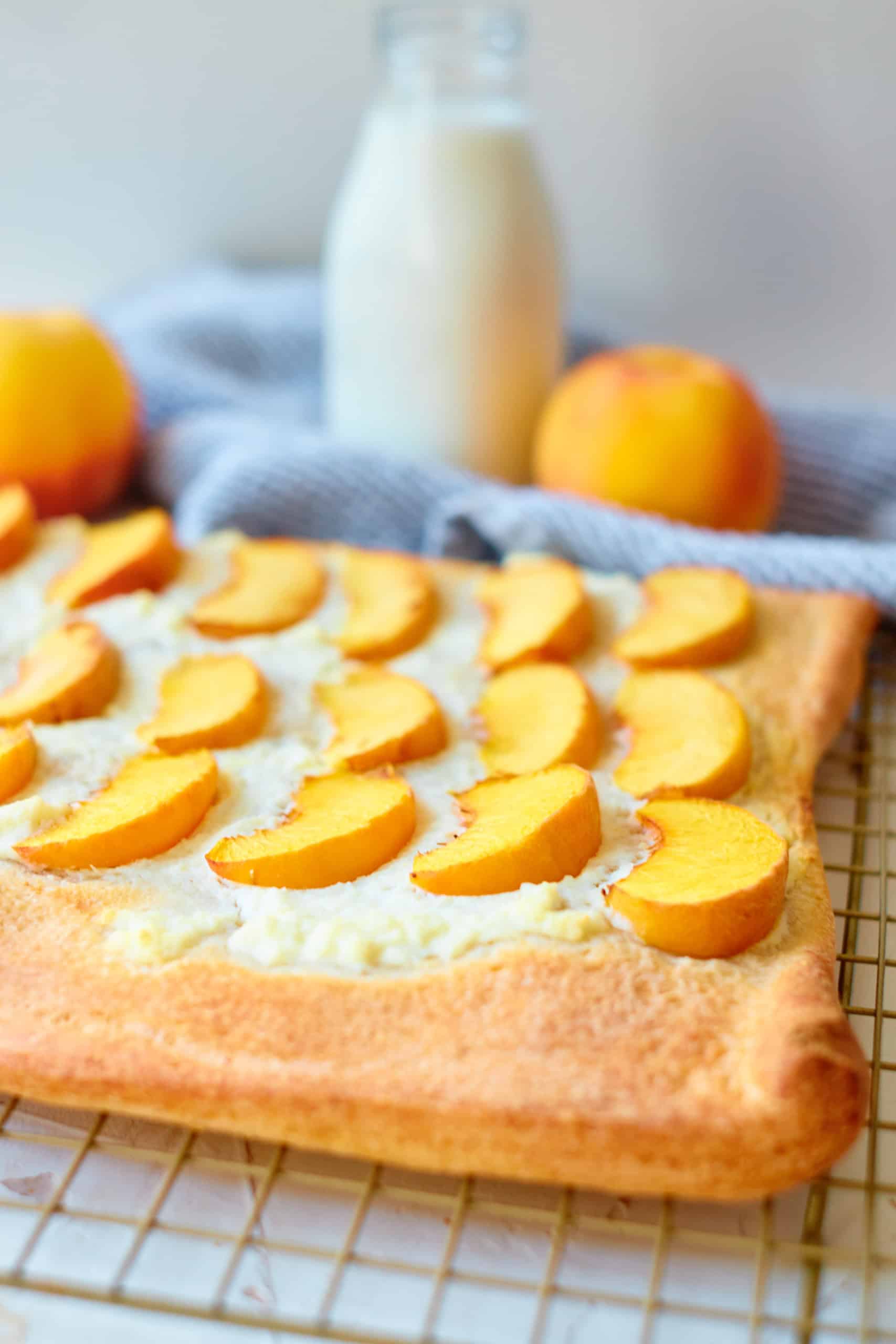 Ricotta Peach Dessert Pizza.