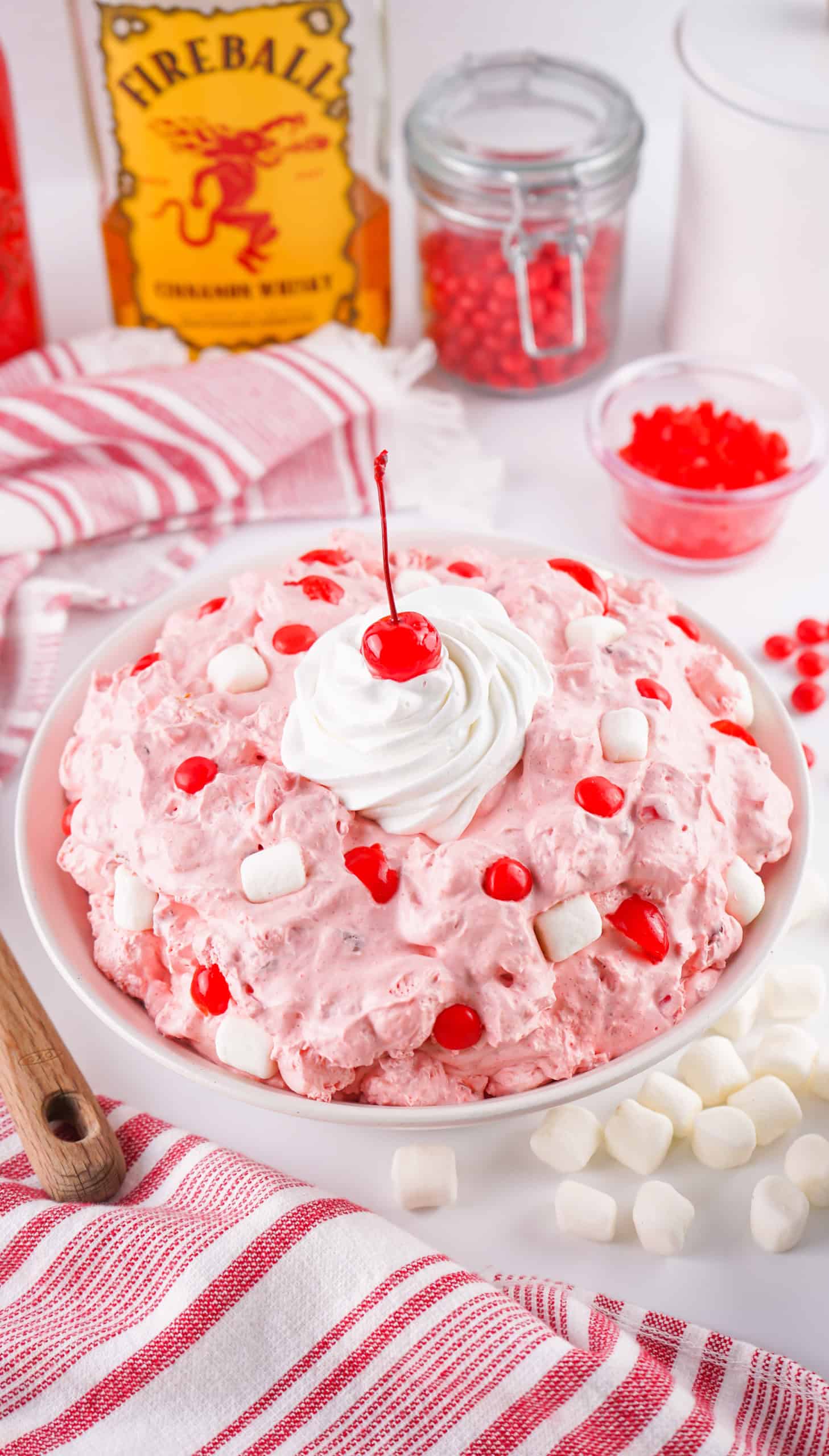 No-bake fireball fluff salad recipe.