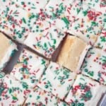 Overhead view of Christmas Sugar Cookie Bars.
