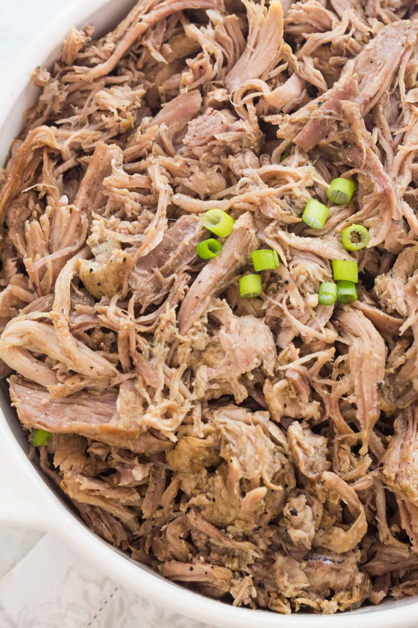 Overhead view of Instant Pot Pulled Pork.