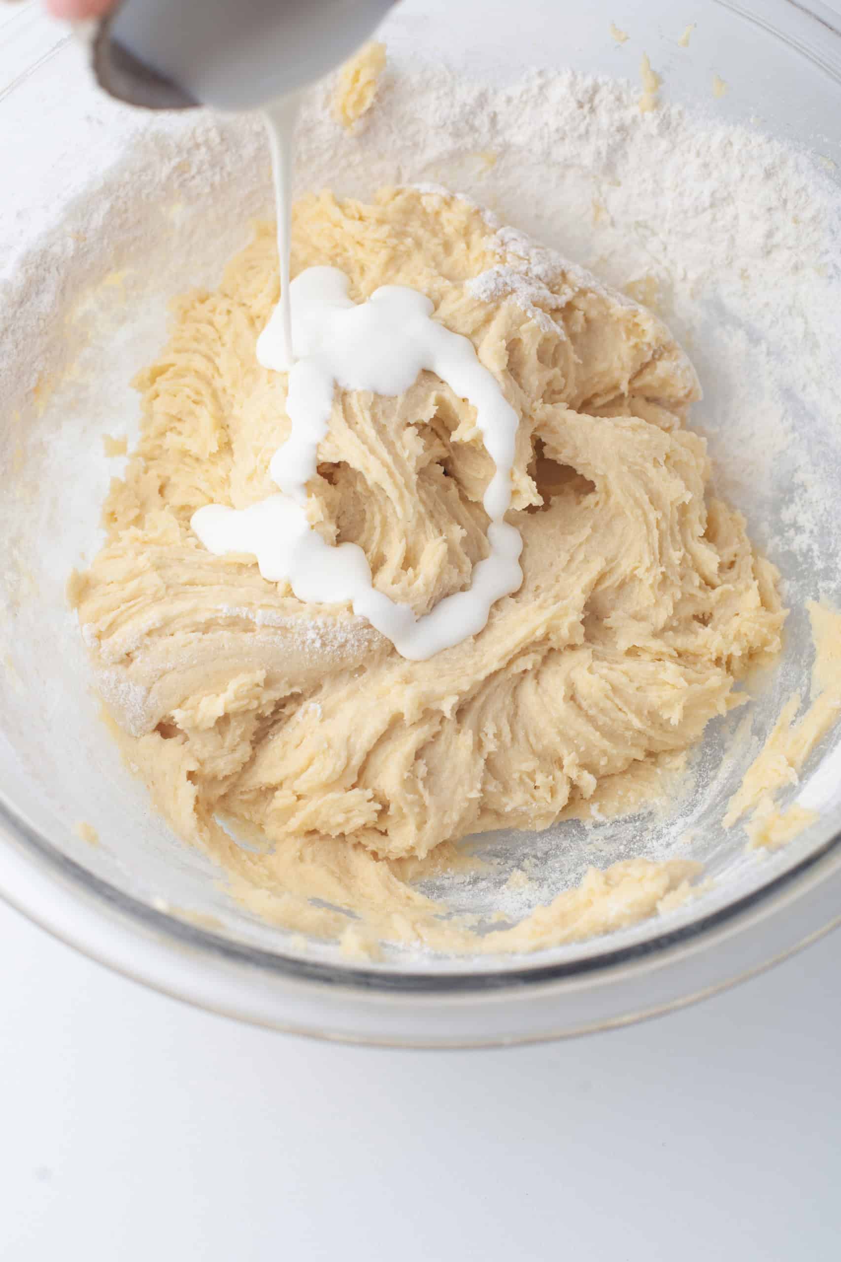 Overhead view of cookie dough.