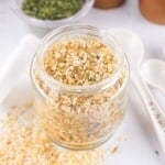 Small jar of homemade onion soup mix.