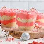 Headon photo of peppermint pudding cups.