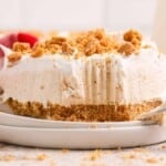 Headon view of Christmas gingerbread lush with a bite out of it.