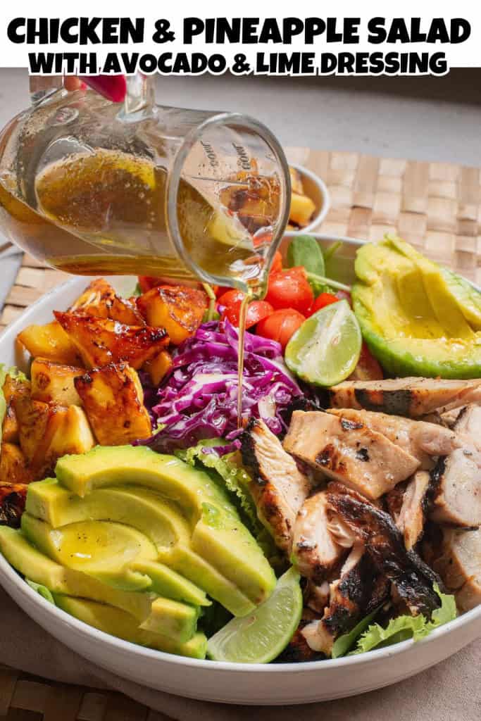 Chicken and Pineapple Salad with Avocado and Lime Dressing Pin.