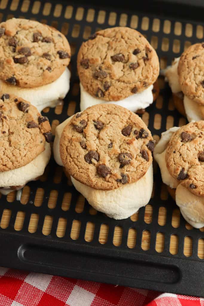 Air fryer chocolate chip stores on air fryer tray.