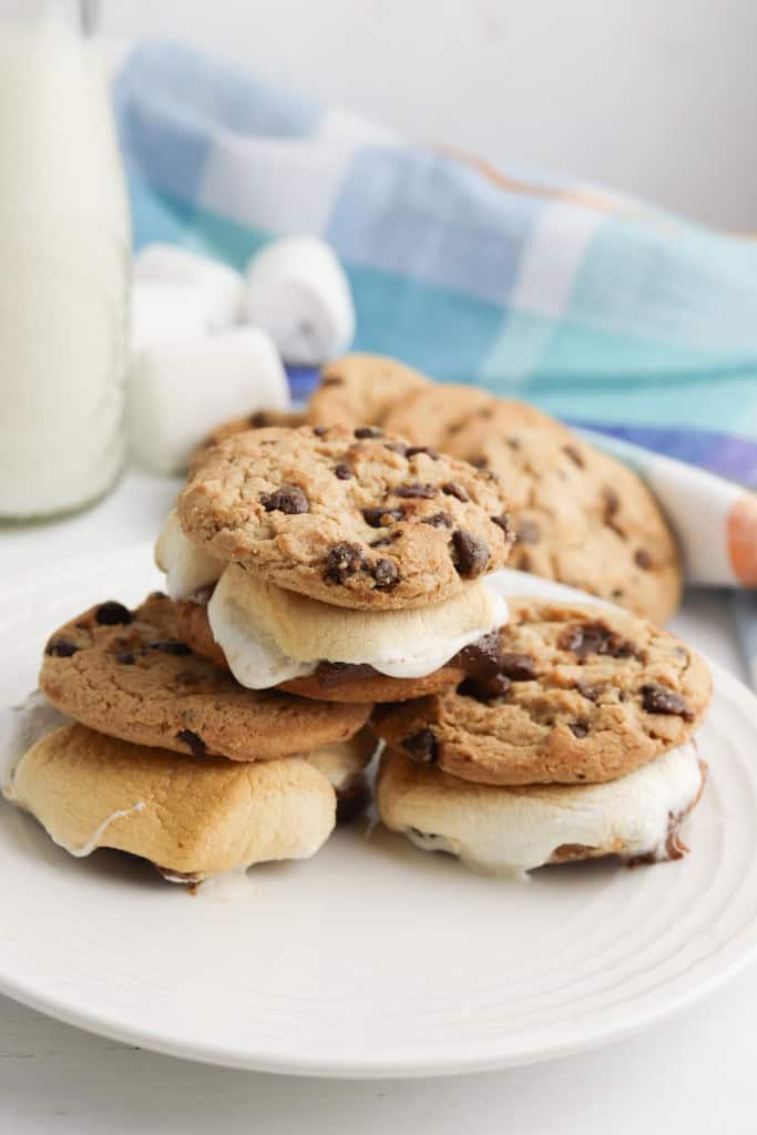Chocolate Chip Cookie Smores made in the air fryer.