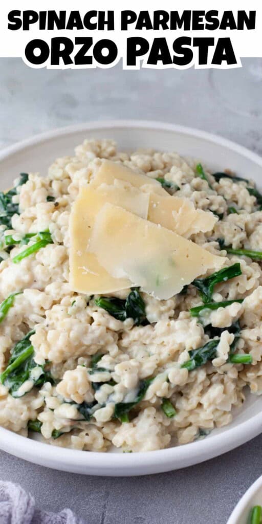 Spinach Parmesan Orzo Pasta Pin.