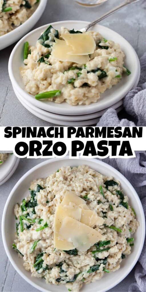 Spinach Parmesan Orzo Pasta Pin.