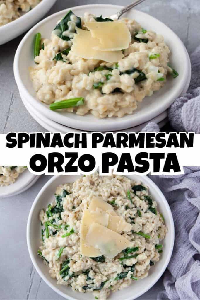 Spinach Parmesan Orzo Pasta Pin.