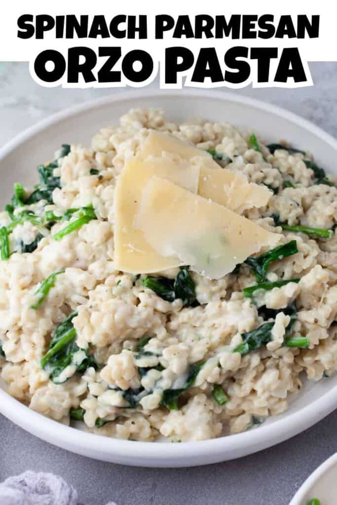 Spinach Parm Orzo Pasta Pin.