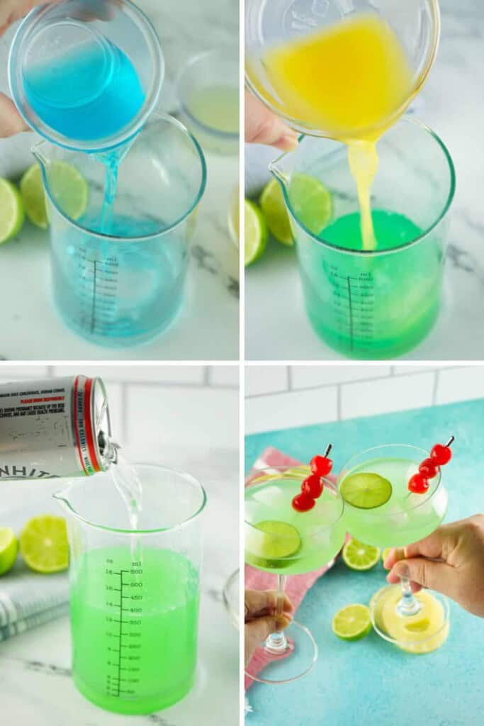 Steps to make a Tipsy Mermaid Cocktail. 