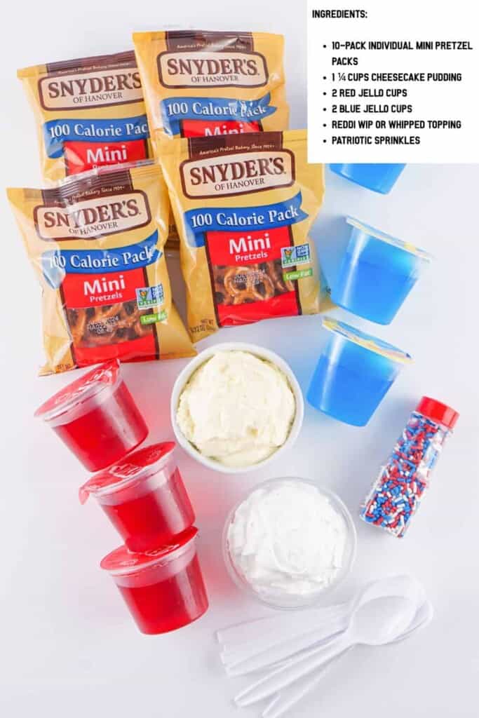 Overhead view of walking jello salad ingredients.