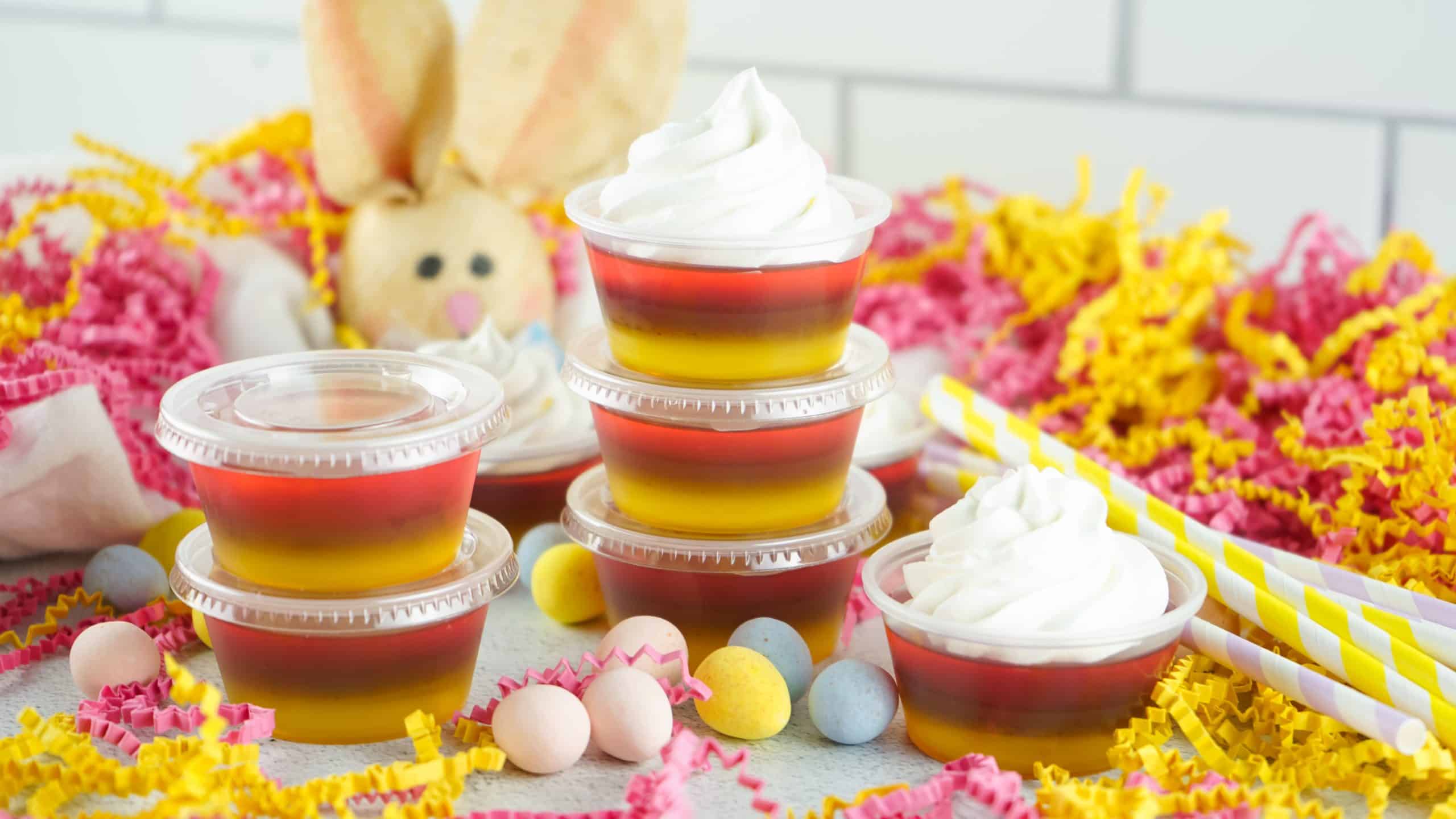 Easter Jello Shots in plastic containers.