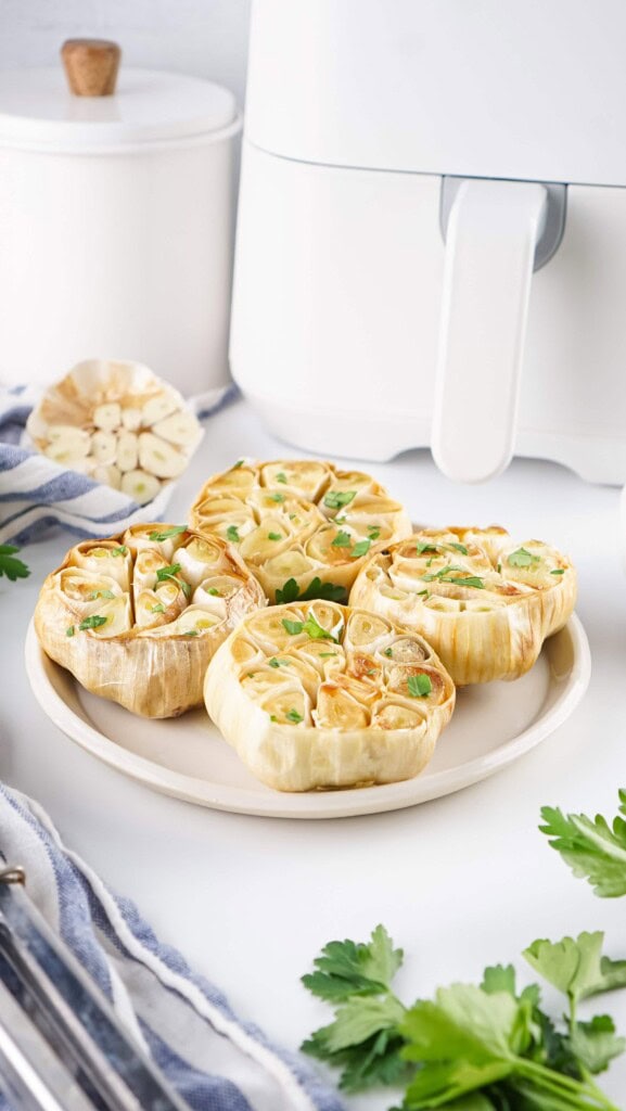 Roasted air fryer garlic.