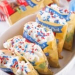 Walking red, white and blue pretzel salad.