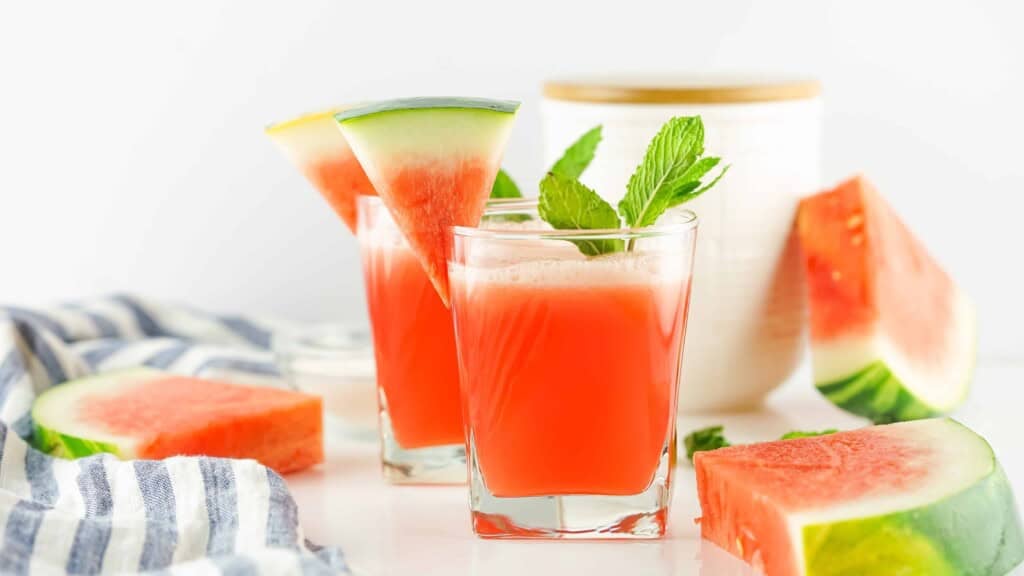Glass of watermelon aqua Fresca.