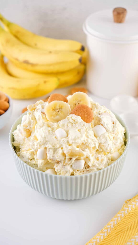 Banana fluff in a gray bowl.